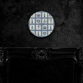 Nautische Fliesen | Blue Lighthouse Anchor Ship Wh Runde Wanduhr