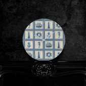 Nautische Fliesen | Blue Lighthouse Anchor Ship Wh Runde Wanduhr