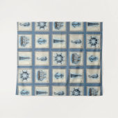 Nautische Fliesen | Blue Lighthouse Anchor Ship Wh Wandteppich (Vorderseite (Horizontal))