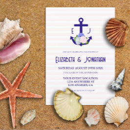 Nautische florale Streifen Hochzeit Einladung
