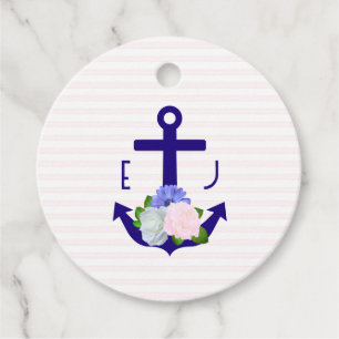 Nautische florale Streifen Hochzeit Geschenkanhänger