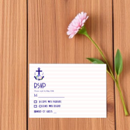 Nautische florale Streifen Hochzeit RSVP Karte