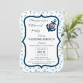 Nautische Foto-Anker- und Navy-Blautöne Ruhestand Einladung (Stehend Vorderseite)