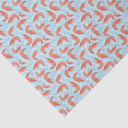 Nautische Garnelen| Lichtblaues Muster Seidenpapier (Ausschnitt)