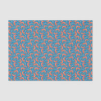 Nautische Garnelen und Coral Aqua Blaues Muster