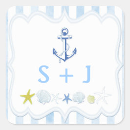 Nautische Gastgeschenk Hochzeit Quadratischer Aufkleber