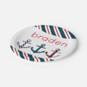 Nautische Gemusterte Anker Personalisierte Teller (Schrägansicht)