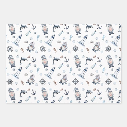 Nautische Gnome! Geschenkpapier Set (Vorderseite)