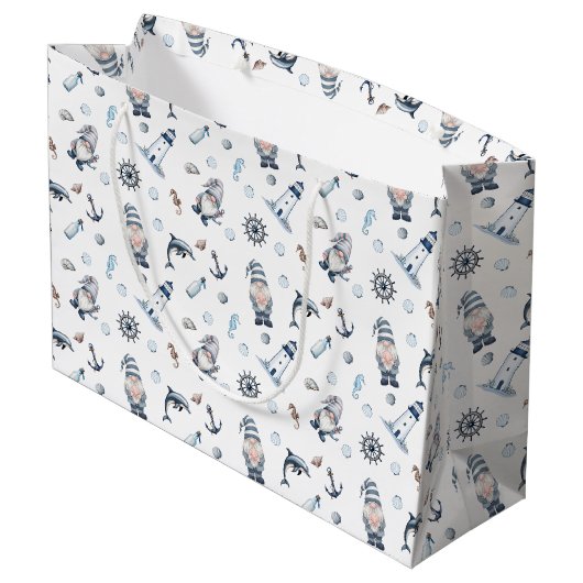 Nautische Gnome! Große Geschenktüte (Rückseite Schrägansicht)