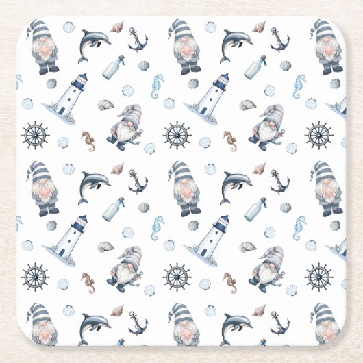 Nautische Gnome! Rechteckiger Pappuntersetzer (Vorderseite)