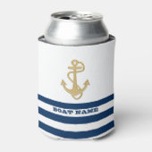 Nautische, goldene Anker blaue Streifen der Marine Dosenkühler (Kanne Vorderseite)