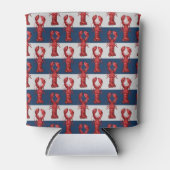 Nautische Harnstuben auf Navy Blue und Gray Stripe Dosenkühler (Vorderseite)