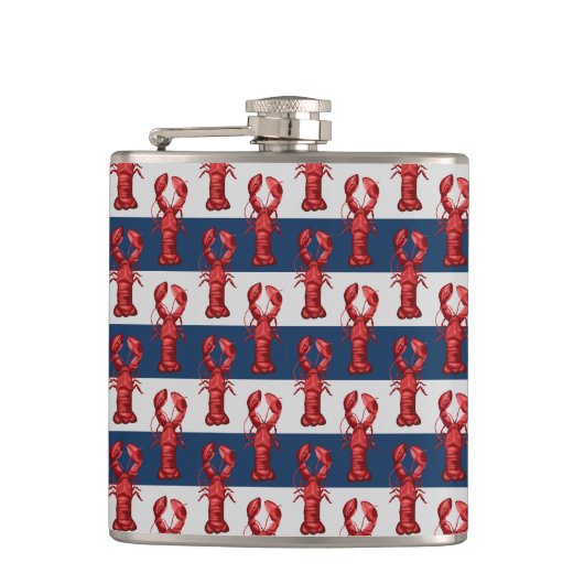 Nautische Harnstuben auf Navy Blue und Gray Stripe Flachmann (Vorderseite)