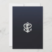 Nautische Heart Rope Anchor Coastal Navy Verlobung Einladung (Rückseite)