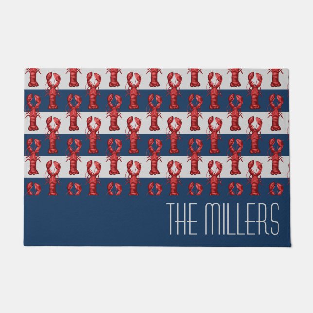 Nautische Hindernisse auf Navy Blue und Gray Strip Fußmatte (Vorderseite)