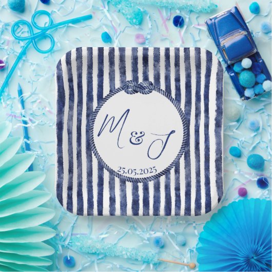 Nautische Hochzeit an der Küste Pappteller (Party)