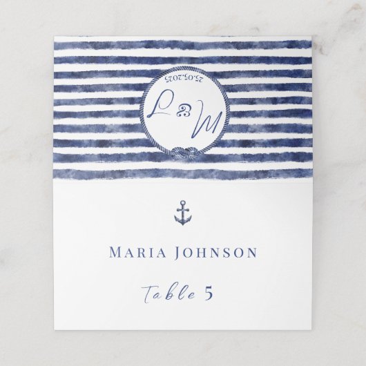 Nautische Hochzeit an der Küste Platzkarte (Außenseite Aufgefaltet)
