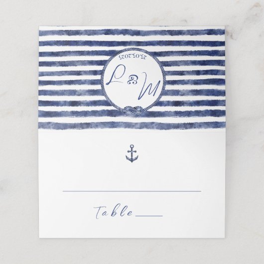 Nautische Hochzeit an der Küste Platzkarte (Außenseite Aufgefaltet)