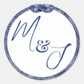 Nautische Hochzeit an der Küste Runder Aufkleber (Vorderseite)