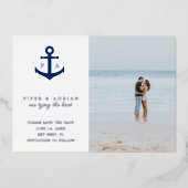 Nautische Hochzeit im Anker-Foto speichern das Dat Folieneinladung (Vorderseite)