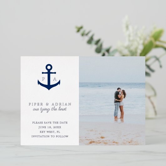 Nautische Hochzeit im Anker-Foto speichern das Dat Folieneinladung (Stehend vorne)