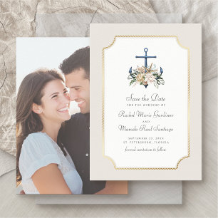 Nautische Hochzeit in Strandanchor speichern das D Save The Date