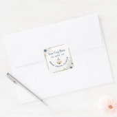 Nautische Hochzeit mit blauem und weißem Anemone Quadratischer Aufkleber (Umschlag)