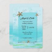 Nautische Hochzeit mit Starfish und Blasen Einladung (Vorne/Hinten)