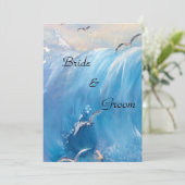 Nautische Hochzeit mit Welleneinladung Einladung (Stehend Vorderseite)