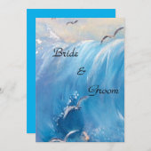 Nautische Hochzeit mit Welleneinladung Einladung (Vorne/Hinten)