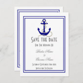 Nautische Hochzeit speichern Sie das Datum Ankündigungspostkarte (Vorne/Hinten)