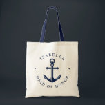 Nautische Hochzeit | Tragetasche<br><div class="desc">Eine komplett anpassbare und lustige Tasche mit einem einzigartigen nautischen Thema. Es verfügt über einen in der Mitte zentrierten Anker in einem lebhaften marinebar und weiß. Ihre Textdetails kreisen um die Kanten. Alle Elemente sind auf entsperrt und einstellbar, also viel Spaß beim Erstellen und Erstellen.</div>