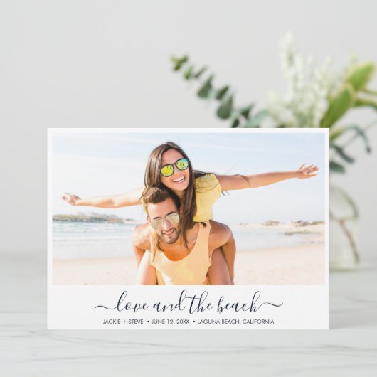 Nautische Hochzeiten in Beach Foto retten das Datu Save The Date (Stehend Vorderseite)
