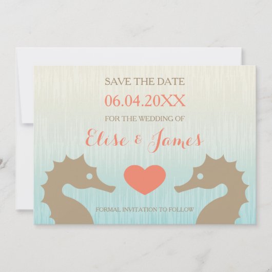 Nautische Hochzeiten in Seepferd Liebe speichern d Save The Date (Vorderseite)