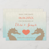 Nautische Hochzeiten in Seepferd Liebe speichern d Save The Date (Vorne/Hinten)