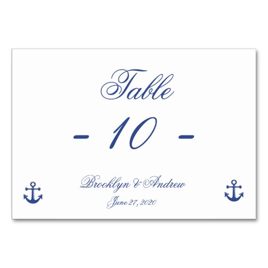 Nautische Hochzeiten-Platzkarten Tischnummer (Vorderseite)