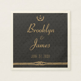 Nautische Hochzeiten von Napkins aus Schwarz und G Serviette