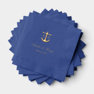 Nautische Hochzeitsanker-Monogramm Servietten Mit Folie