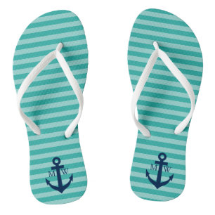 Nautische Hochzeitsheim-Strandflip-Flops mit Strei Badesandalen
