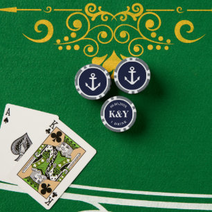 Nautische Hochzeitsmarke für Poker Chip Token für