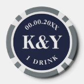 Nautische Hochzeitsmarke für Poker Chip Token für  (Rückseite)