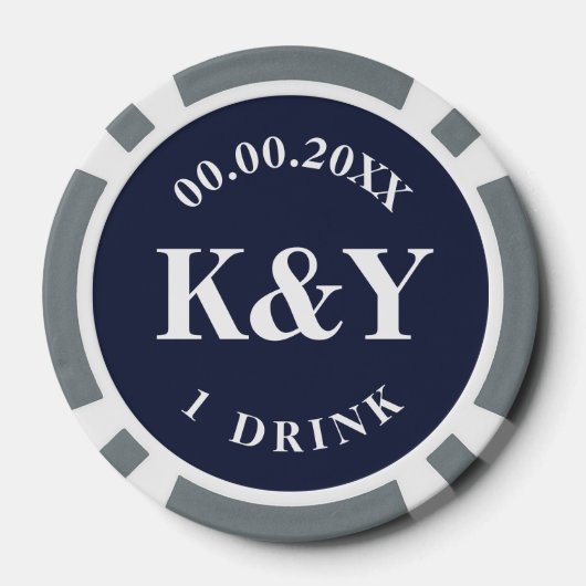 Nautische Hochzeitsmarke für Poker Chip Token für  (Rückseite)