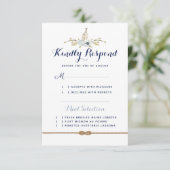 Nautische Hochzeitsnachricht in einer Flasche halb RSVP Karte (Stehend Vorderseite)