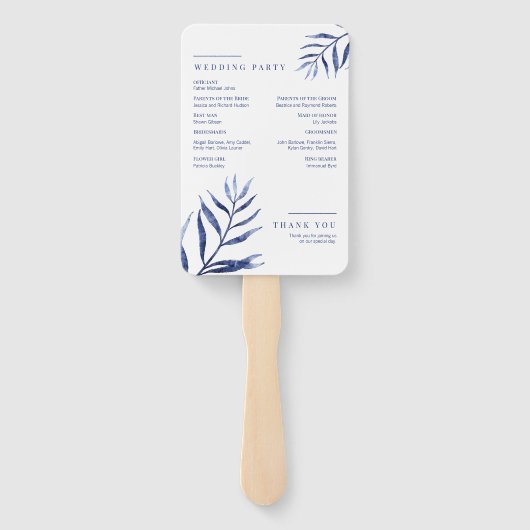 Nautische Hochzeitsprogramm für Küstengebiete Fächer (Rückseite)