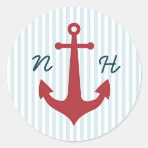 Nautische Hochzeitsticker Runder Aufkleber