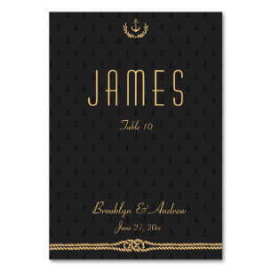 Nautische Hochzeitstisch-Platzkarten für Schwarz u Tischnummer