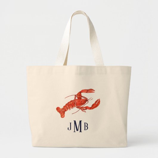 Nautische Hummer-Mit Monogramm Tote-Tasche Jumbo Stoffbeutel (Vorne)