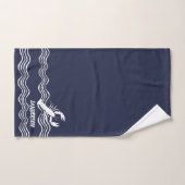 Nautische Hummer Navy Blue White Bath Monogram Badhandtuch Set (Handtuch)