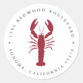 Nautische Hummer-Rücksendeadresse Runder Aufkleber (Vorderseite)