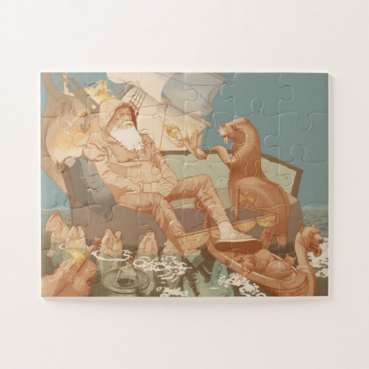 Nautische Illustration des alten Mannes, das Schif Puzzle (Horizontal)